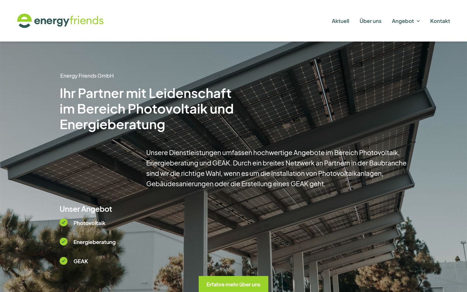 Startseite der Energy Friends GmbH
